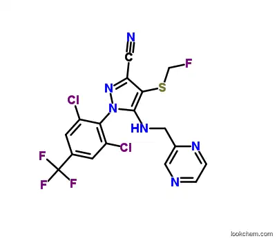 Molecular Structure of 315208-17-4 (1-[2,6-dichloro-4-(trifluoromethyl)phenyl]-4-[(fluoromethyl)sulfanyl]-5-[(pyrazin-2-ylmethyl)amino]-1H-pyrazole-3-carbonitrile)